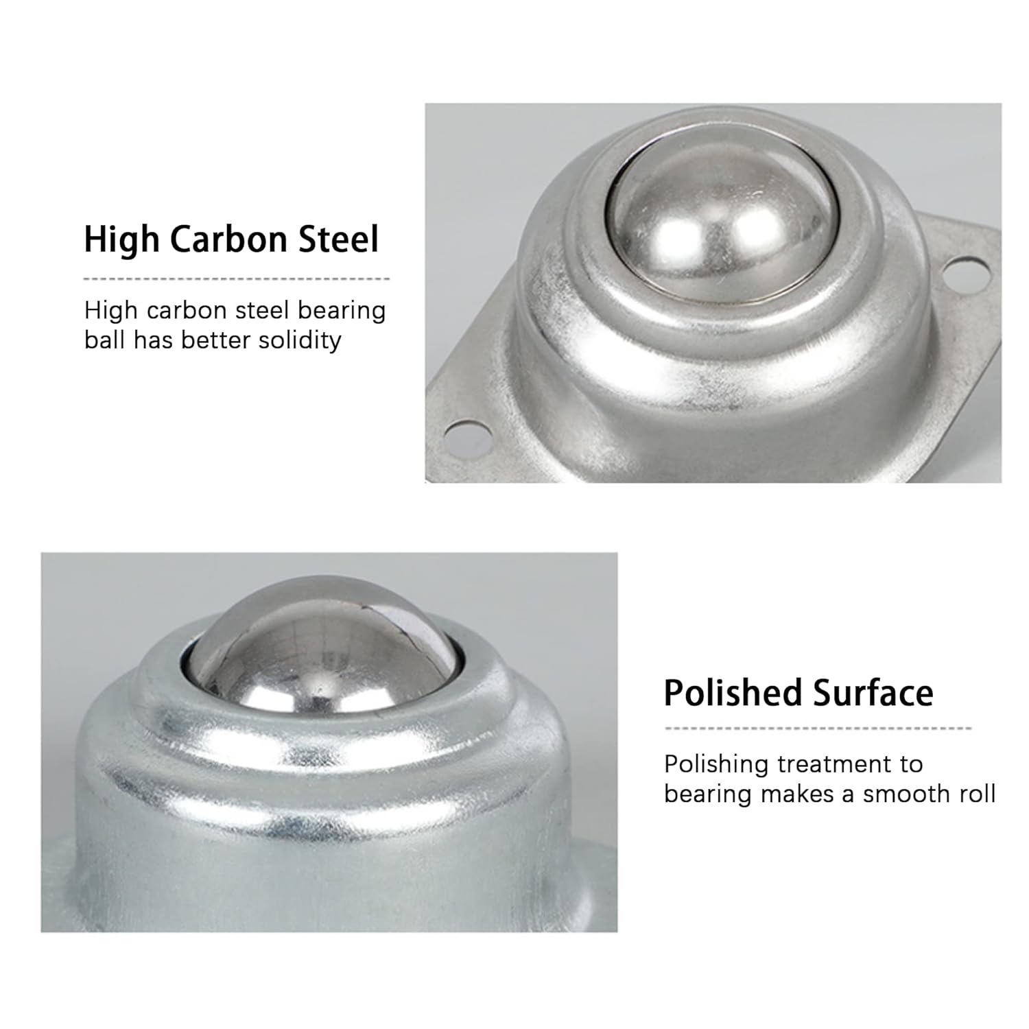 1” Rolling Ball Transfers 8 pcs, Universal Transfer Bearings of 400 Lbs Load Capacity, Two-Hole Flange Mounted Roller Bearings for Conveyor Transmission Furniture Wheelchair - Image 3