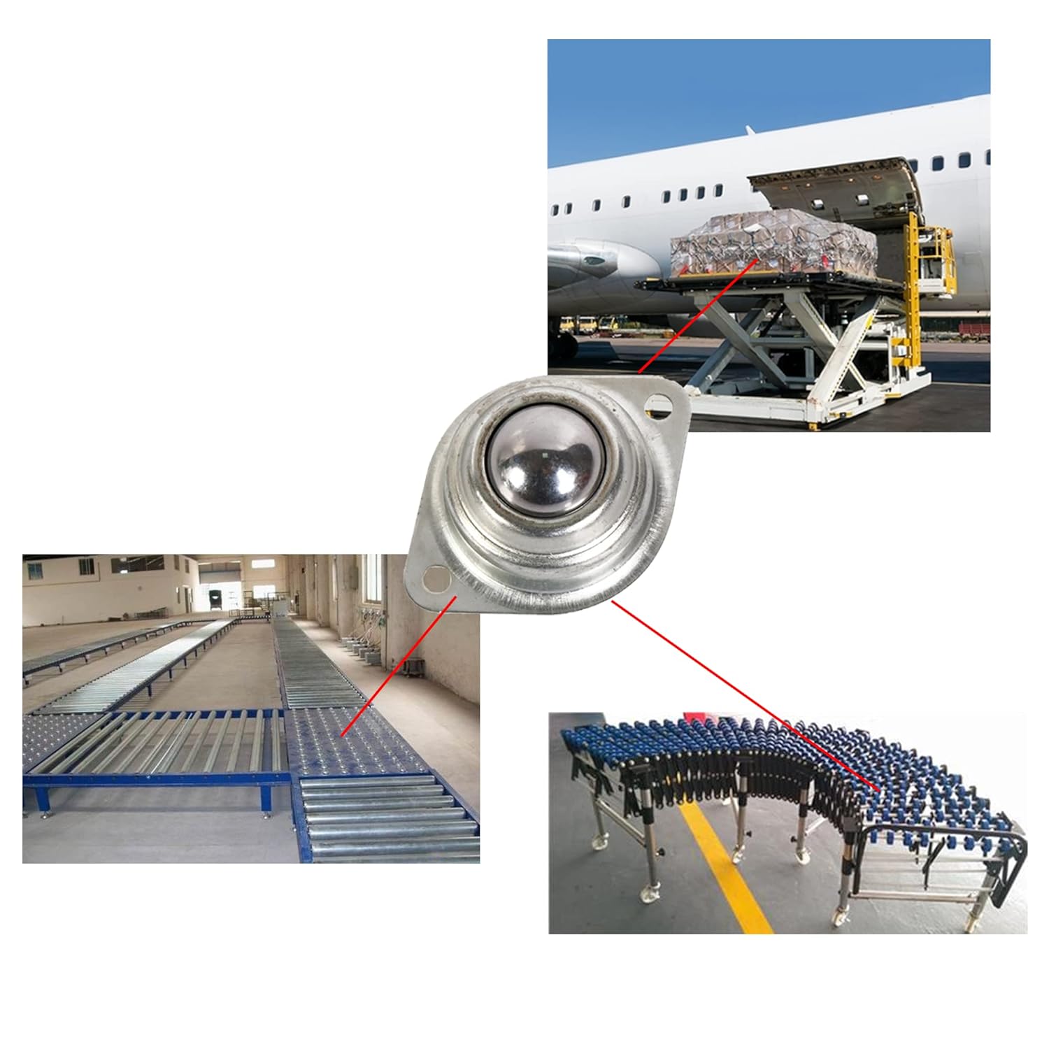 1” Rolling Ball Transfers 8 pcs, Universal Transfer Bearings of 400 Lbs Load Capacity, Two-Hole Flange Mounted Roller Bearings for Conveyor Transmission Furniture Wheelchair - Image 4