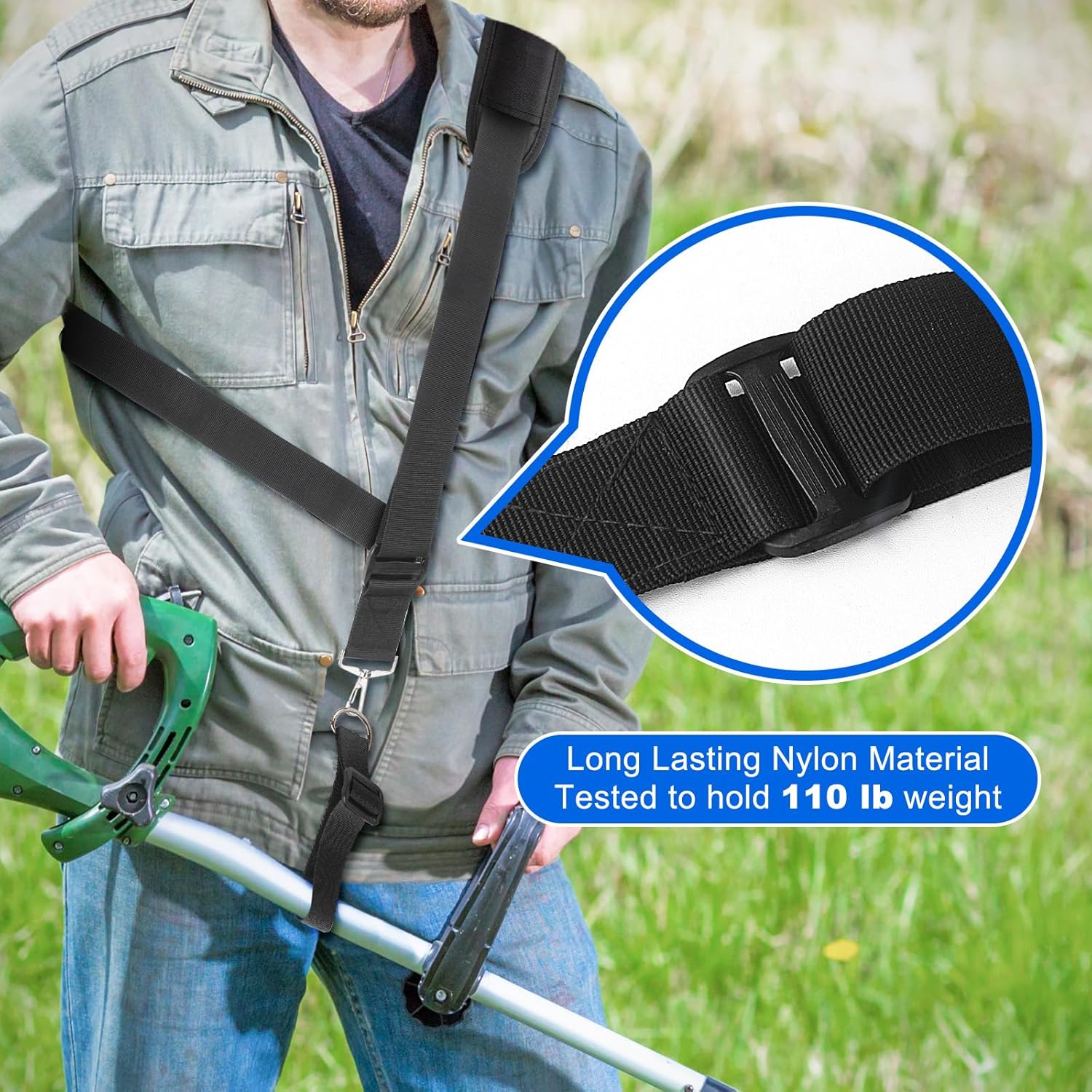 Garden Tools Set, 8 Piece Gardening Tools Set with Non Slip Ergonomic Handle+ Trimmer Shoulder Strap for Weed, Adjustable Shoulder Straps Pads - Image 7