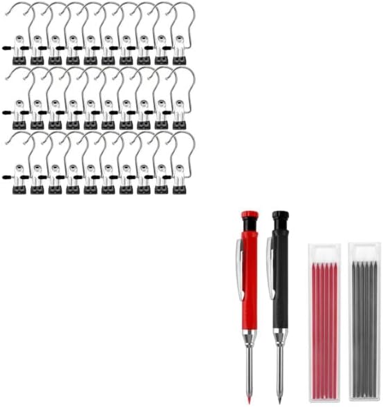 Laundry Hooks Hanging Clips Clothes Pins Closet Hanger Organizer + 2 Pack Carpenter Pencils Mechanical Pencils with 12 Refills - Image 1