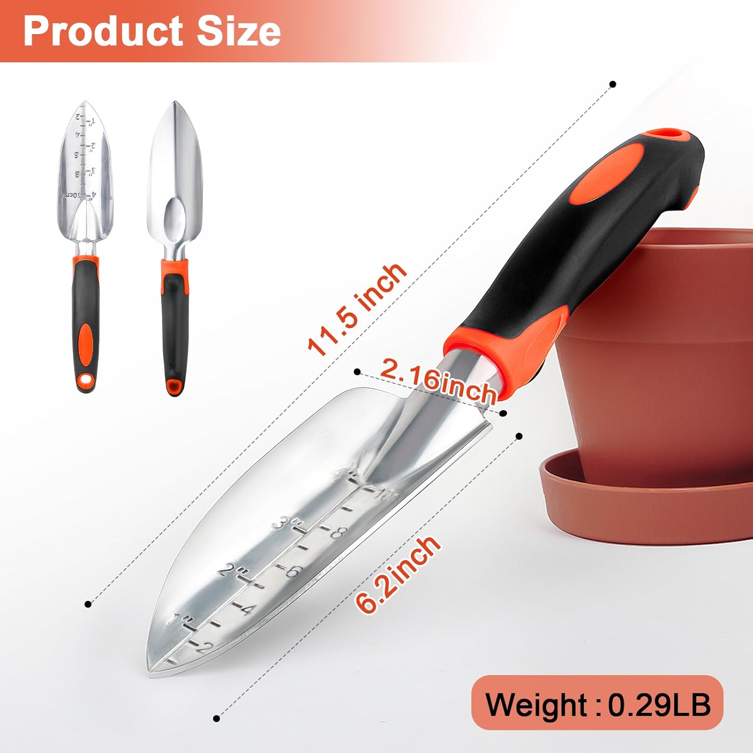 Garden Shovel Trowel Garden Tool with Measurement Mark + Garden Tools Sets, Gardening Tool Set with 39.3 in Repotting Mat - Image 2