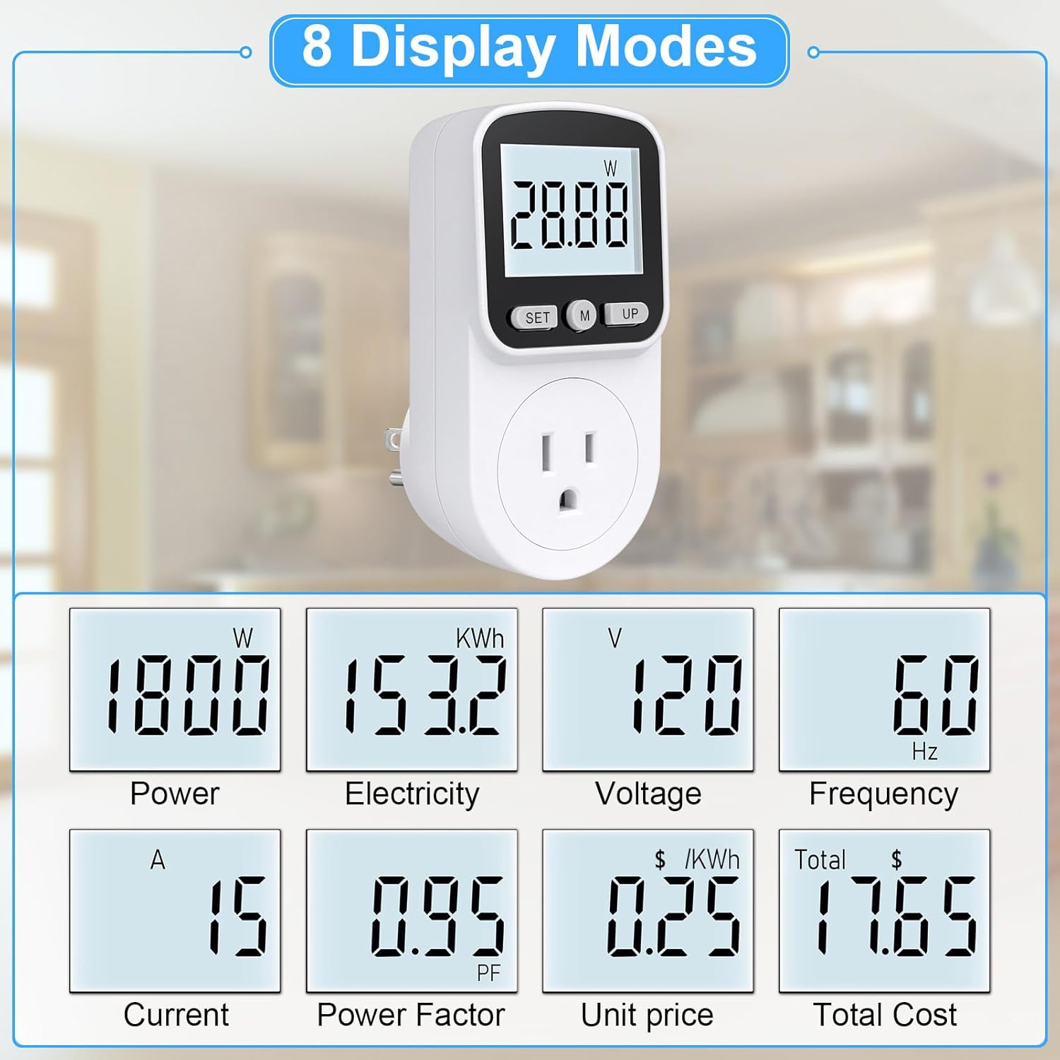 Upgraded Watt Meter Power Meter Plug Home Energy Monitor + Snap Button Kit with Snaps Pliers, 240 Sets Plastic Snaps for Fabric - Image 2