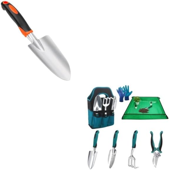 Garden Shovel Garden Hand Trowel, Heavy Duty Hand Shovel + Garden Tools Sets, Gardening Tool Set with 39.3 in Repotting Mat - Image 1