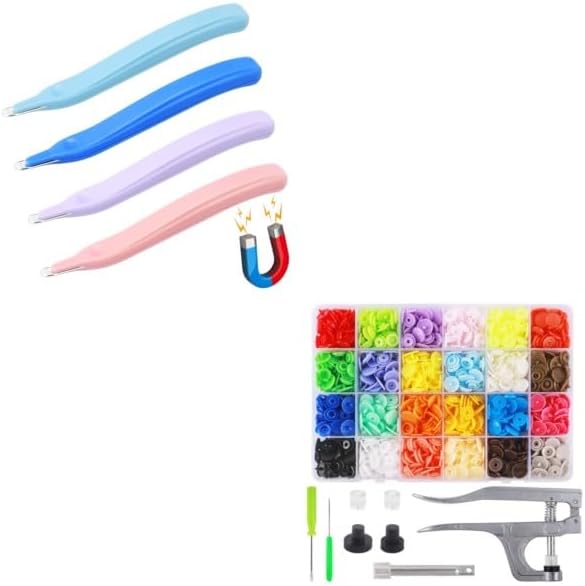 4 Pack Magnetic Staple Remover Tools, Professional Stapler Removers + Snap Button Kit with Snaps Pliers, 240 Sets Plastic Snaps for Fabric - Image 1