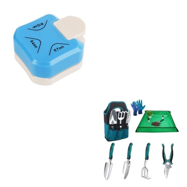 Paper Corner Rounder Punch, Corner Punch Corner Cutter Rounder for Cardstock + Garden Tools Sets, Gardening Tool Set with 39.3 in Repotting Mat - Image 1