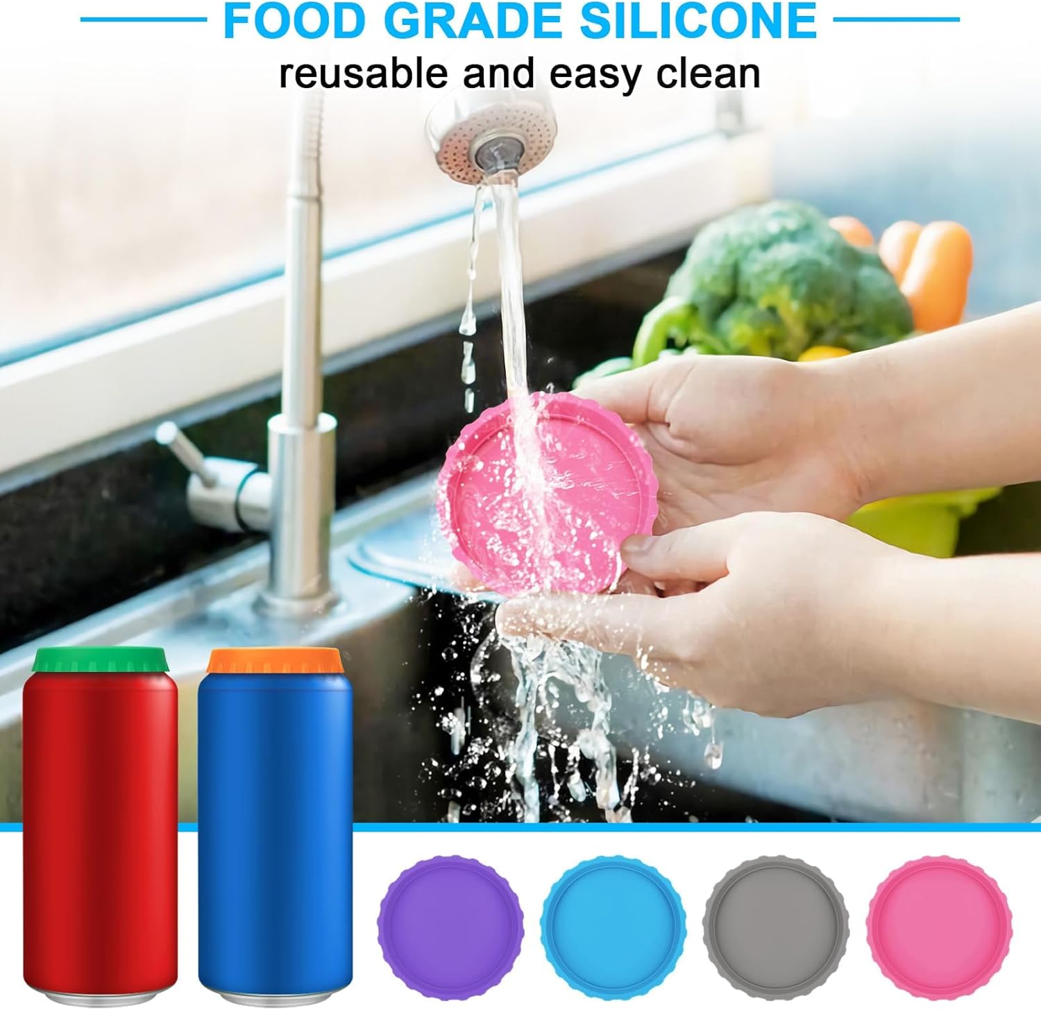 Silicone Soda Can Cover Lids, 12 Pack Reusable Soda Can Lids + Garden Tools Sets, Gardening Tool Set with 39.3 in Repotting Mat, - Image 4