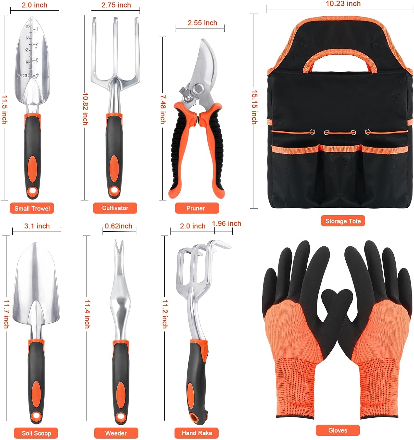 Garden Shovel Garden Hand Trowel, Heavy Duty Hand Shovel with Ergonomic Handle + Garden Tools Set, 8 Piece Gardening Tools Set with Non Slip Ergonomic Handle - Image 6