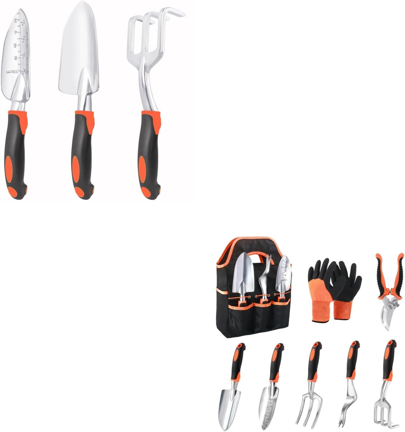 Garden Tools Set, 3 Pack Heavy Duty Gardening Tools Set + Garden Tools Set, 8 Piece Gardening Tools Set with Non Slip Ergonomic Handle - Image 1