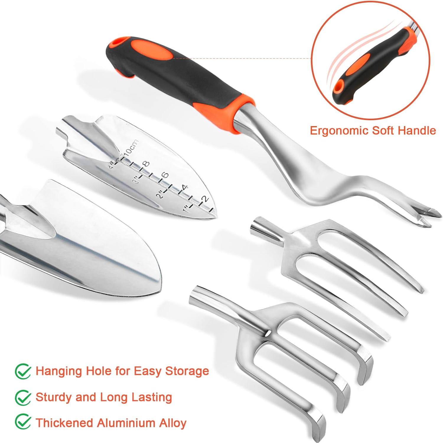 Garden Tools Set, 3 Pack Heavy Duty Gardening Tools Set + Garden Tools Set, 8 Piece Gardening Tools Set with Non Slip Ergonomic Handle - Image 7