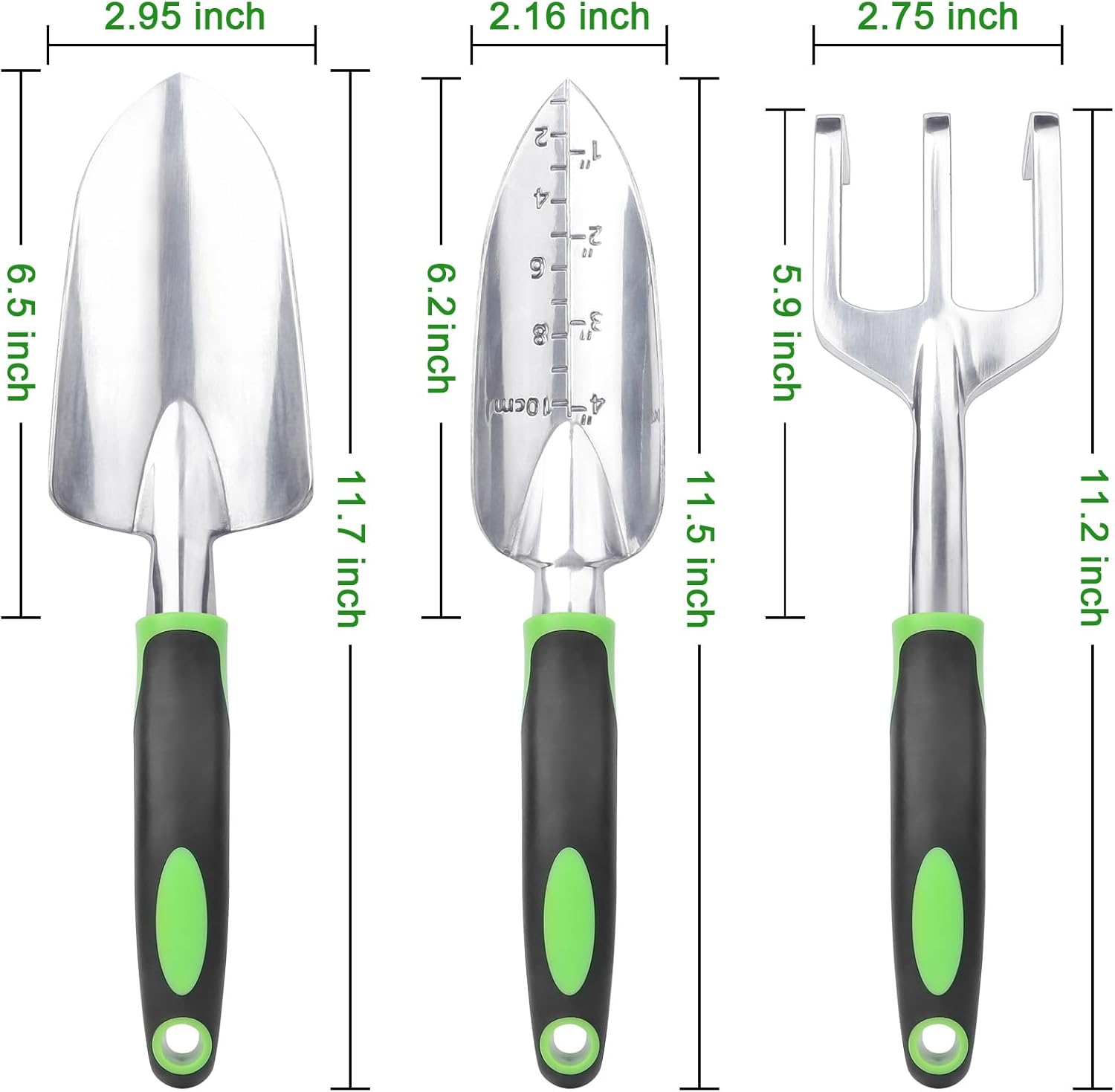 Garden Tools Set, 3 Pack Heavy Duty Gardening Tools Set + Garden Tools Set, 8 Piece Gardening Tools Set with Non Slip Ergonomic Handle - Image 2