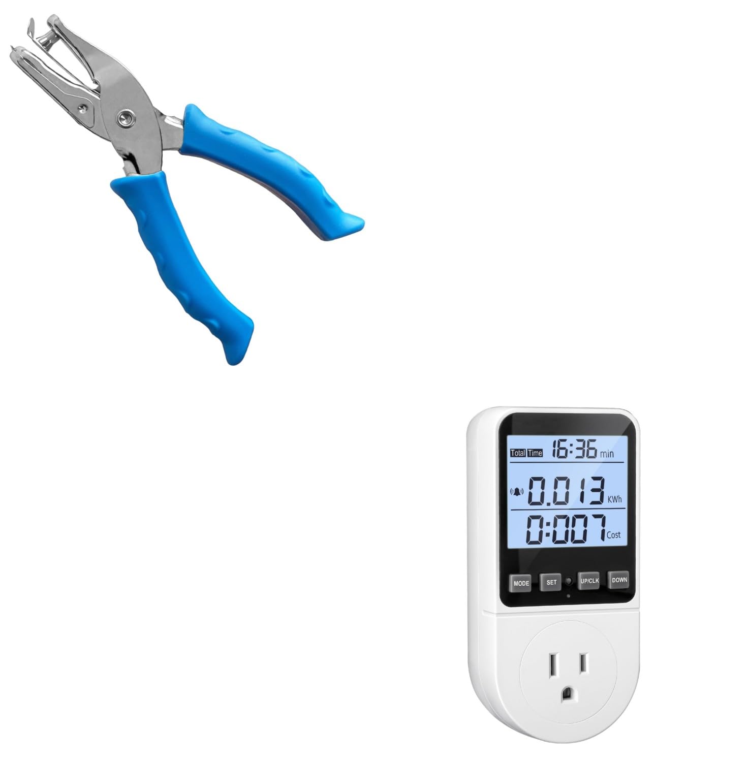 Single Hole Punch 1/4” Hole Puncher for Crafts, One Hole Paper Punch + Ugraded Watt Meter, Watt Usage Meter Plug Home Energy Monitor Consumption - Image 1