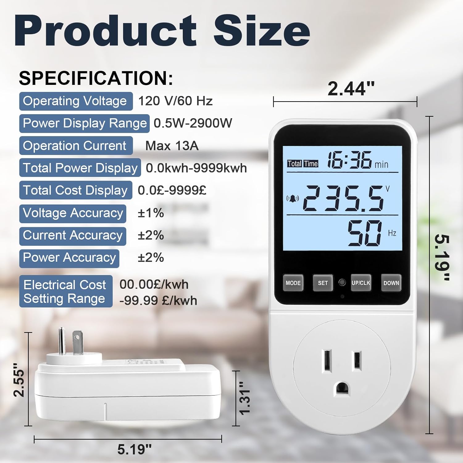 Upgraded Watt Power Meter Plug Home Electrical Usage Monitor Consumption+ Upgraded Watt Meter, Watt Usage Meter Plug Home Energy Monitor Consumption - Image 7