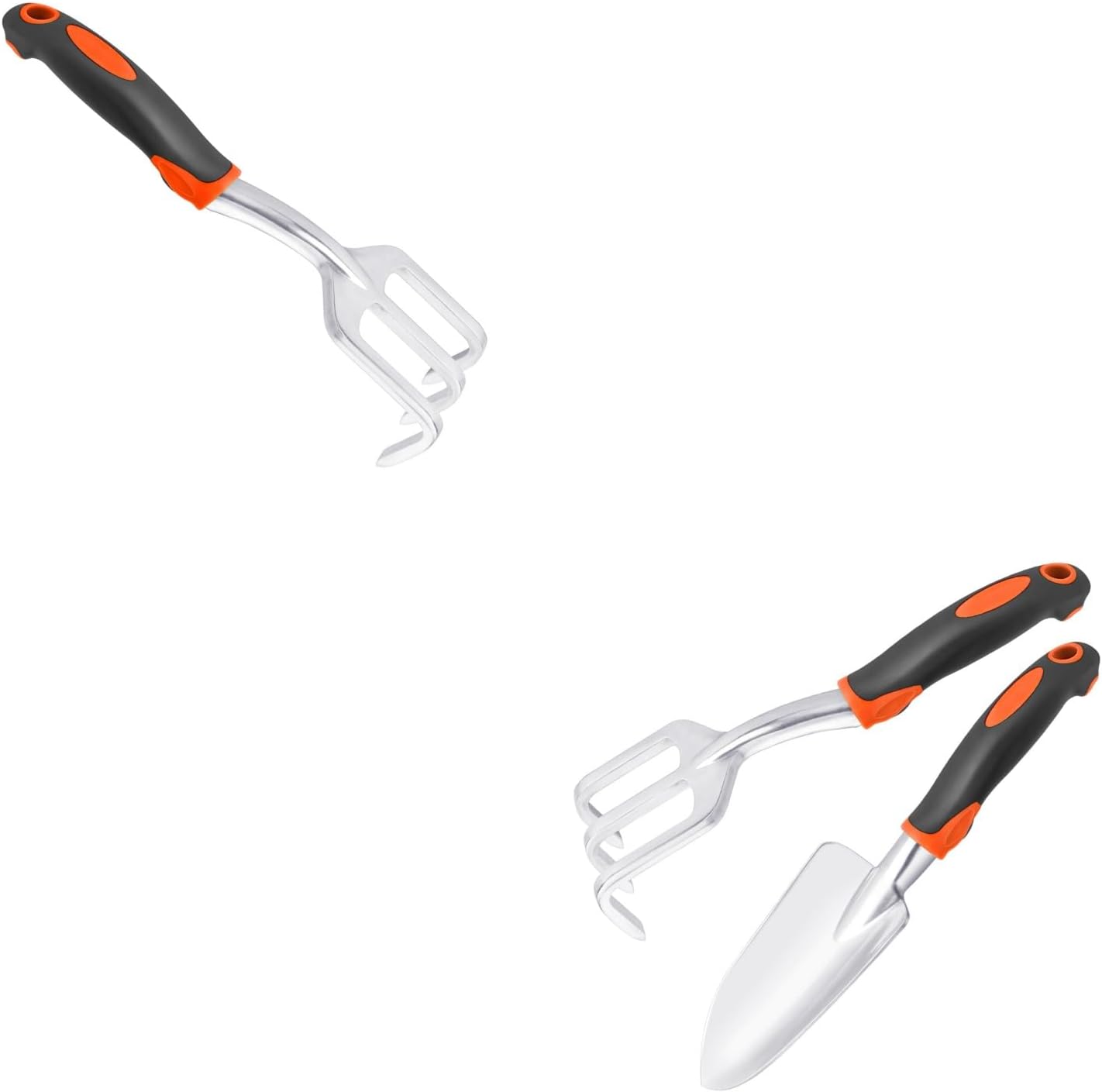 Hand Rake Garden Tool, Heavy Duty Hand Cultivators for Gardening + Garden Tool Set, 2 Pack Heavy Duty Gardening Tools Set - Image 1