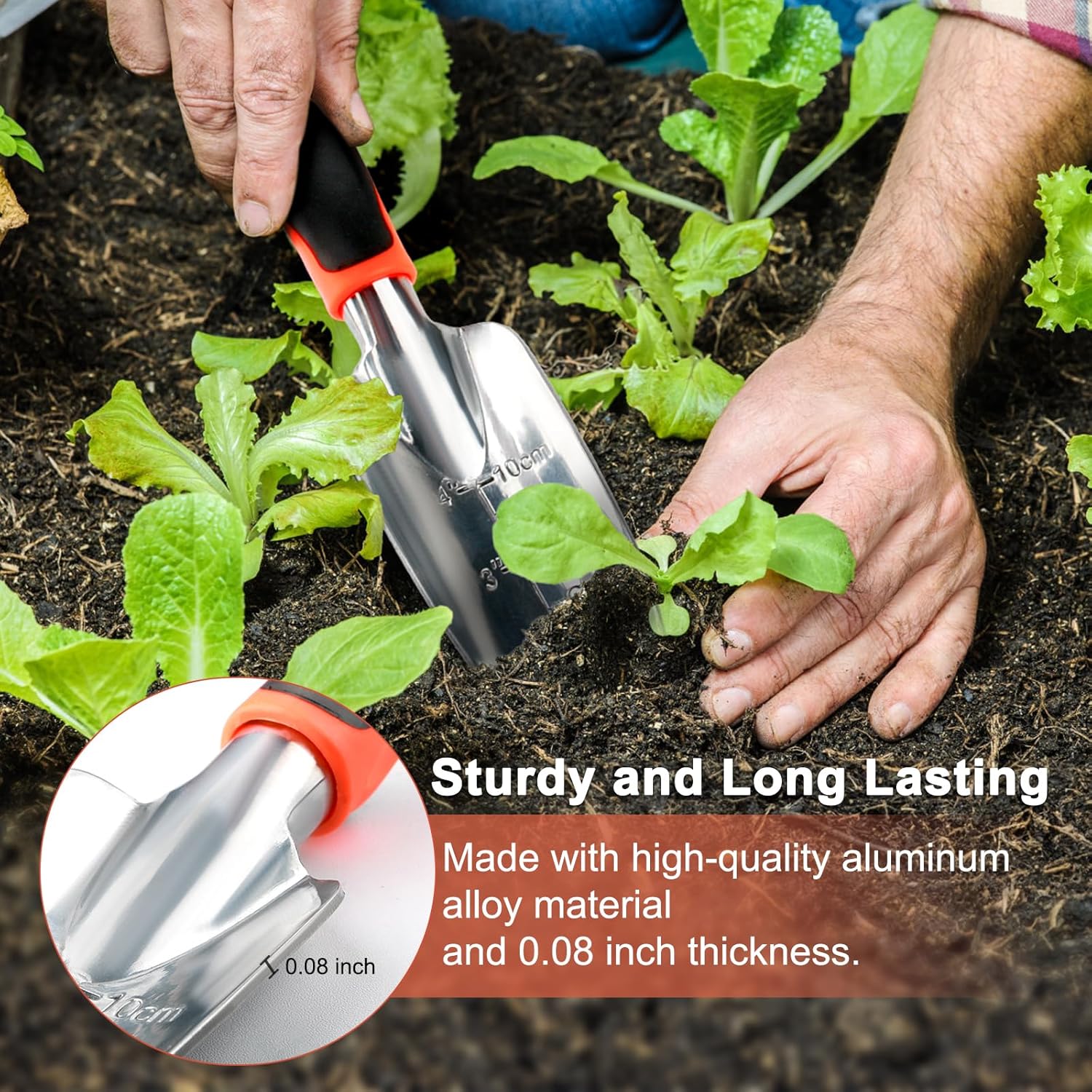 Garden Shovel Trowel Garden Tool with Measurement Mark + 2 Pack Heavy Duty Gardening Tools Set - Image 5