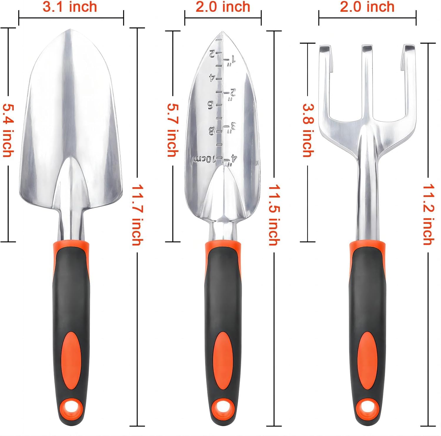 Garden Tools Set, 3 Pack Heavy Duty Gardening Tools Set Include Garden Shovel + Hand Rake Garden Tool, Heavy Duty Hand Cultivators for Gardening - Image 2