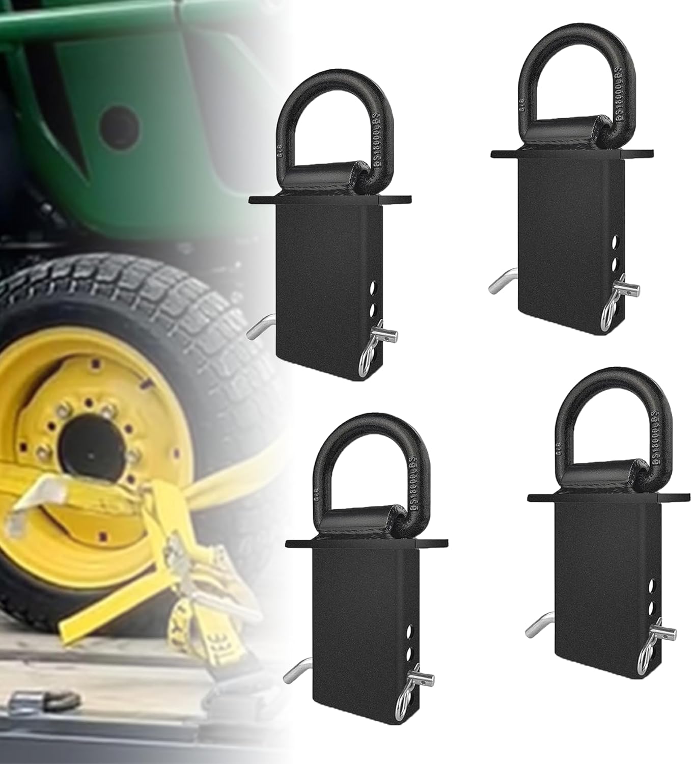 4Pcs 12000lbs Heavy Duty Removable D Ring Stake Pocket tie Down for Utility Trailers and Flatbeds Equipped with Stake Pockets Stake Pocket D-Rings (Pack of 4) - Image 1