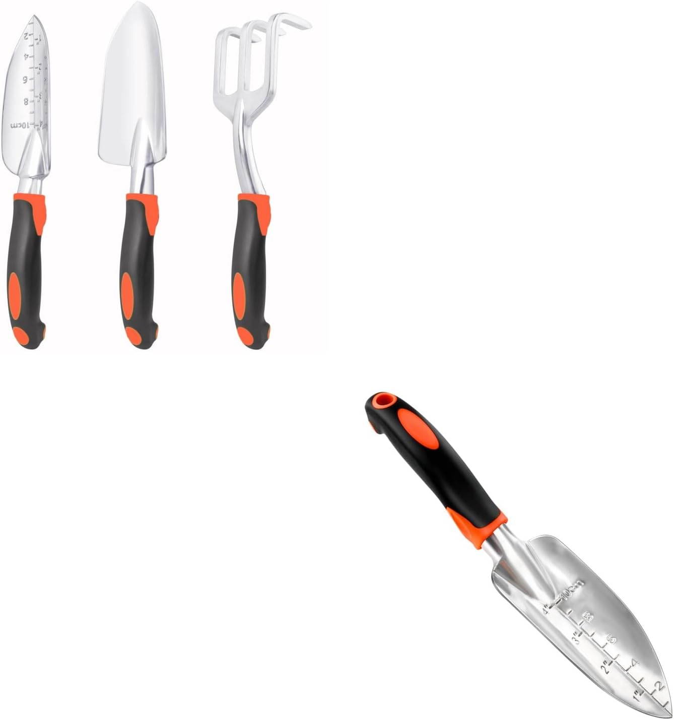 Garden Tools Set, 3 Pack Heavy Duty Gardening Tools Set Include Garden Shovel + Garden Shovel Trowel Garden Tool with Measurement Mark, Heavy Duty Gardening Shovel Hand Tools - Image 1