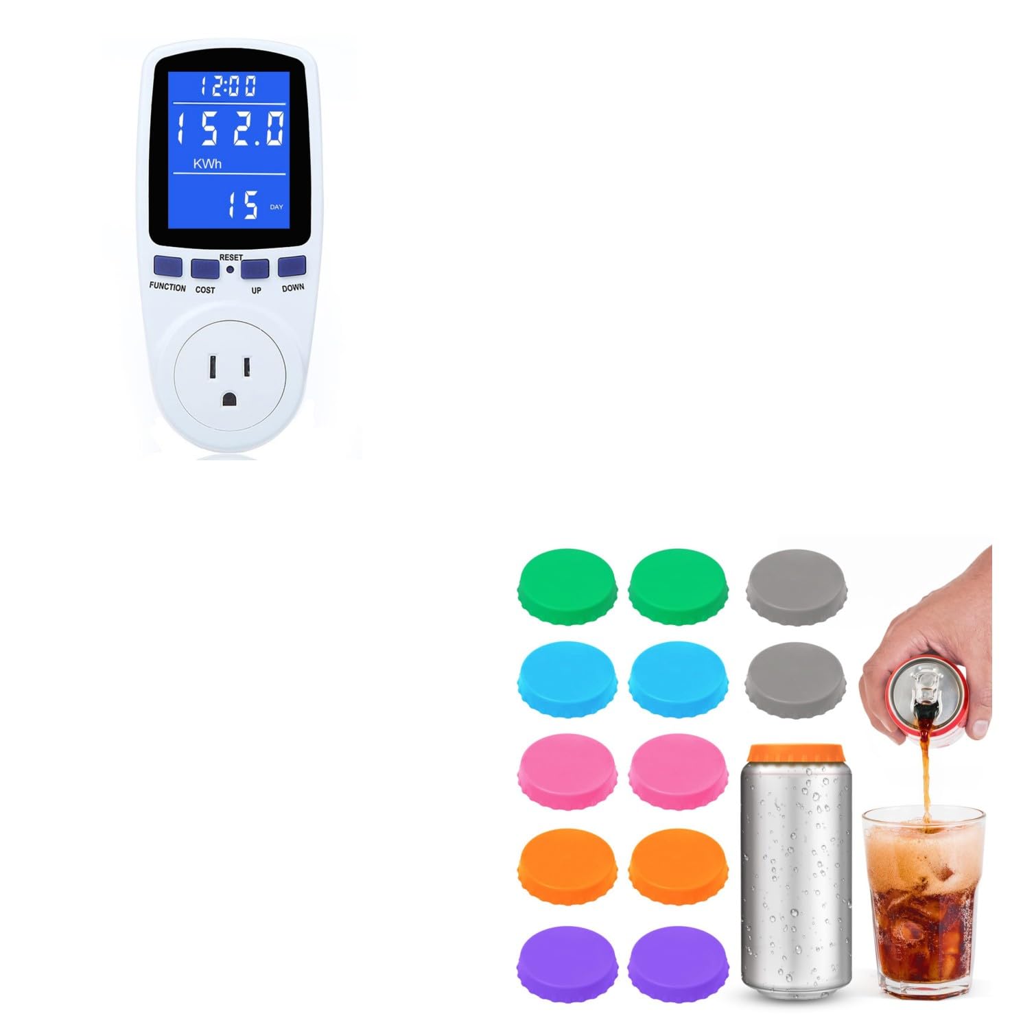 Upgraded Watt Power Meter Plug Home Electrical Usage Monitor Consumption + Silicone Soda Can Cover Lids, Reusable Soda Can Lids Beer Can - Image 1