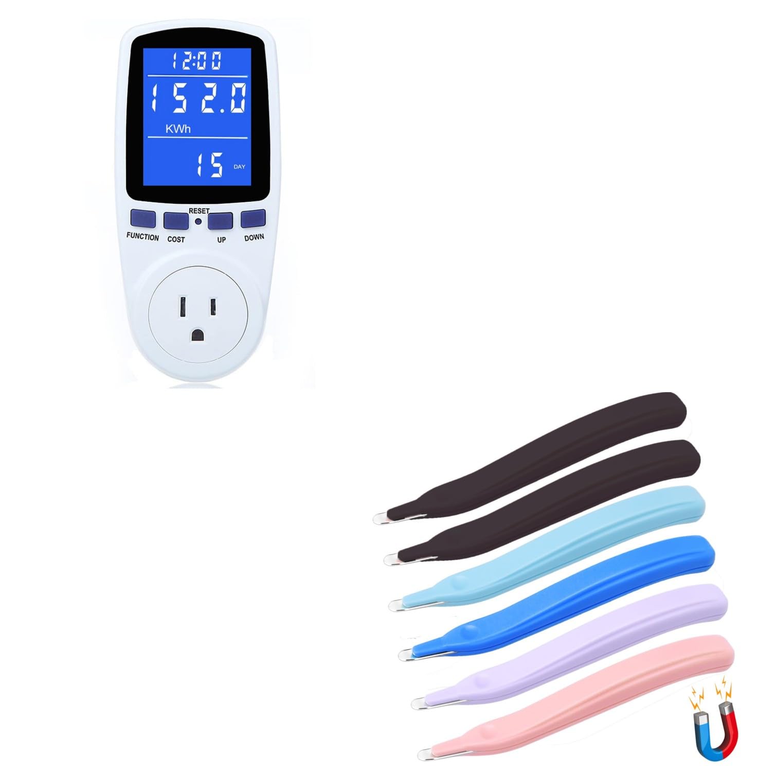 Upgraded Watt Power Meter Plug Home Electrical Usage Monitor Consumption + 6 Pack Magnetic Staple Remover Tools, Professional Stapler Removers - Image 1
