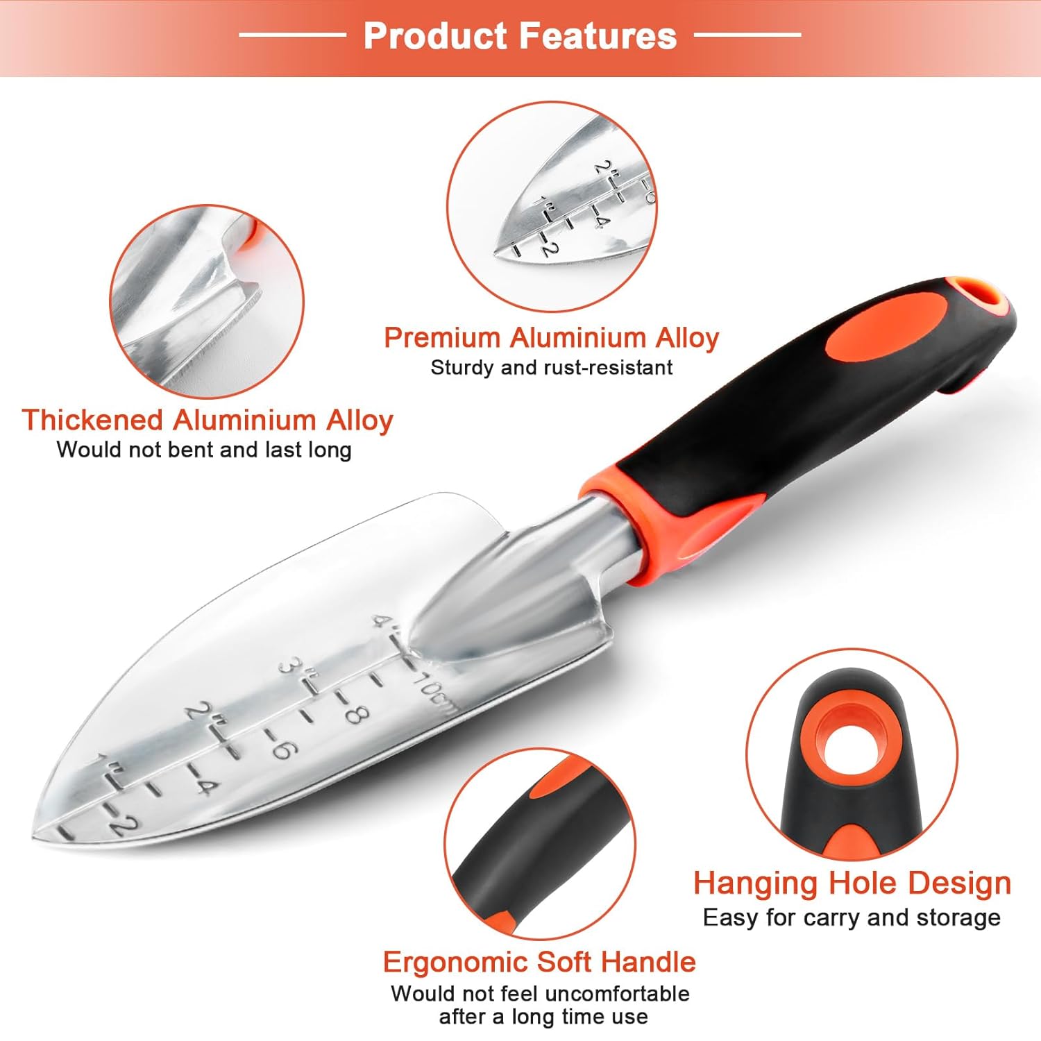 Single Hole Punch 1/4” Hole Puncher for Crafts, One Hole Paper Punch + Garden Shovel Trowel Garden Tool with Measurement Mark - Image 7