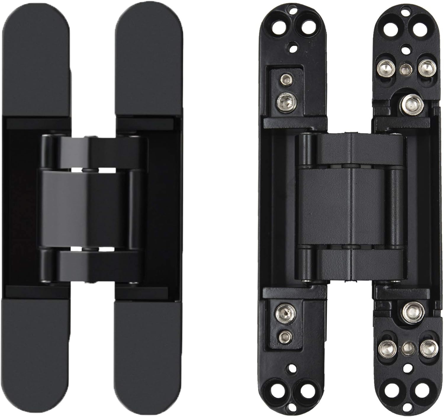 6inch Hidden Door Hinges Invisible Hinges Concealed Hinges Zinc Alloy 180 Degree Swing Hinge 3 Way Adjustable Butt Hinge 6 x 2.5 x 1 inch (Black Pack of 2) - Image 1