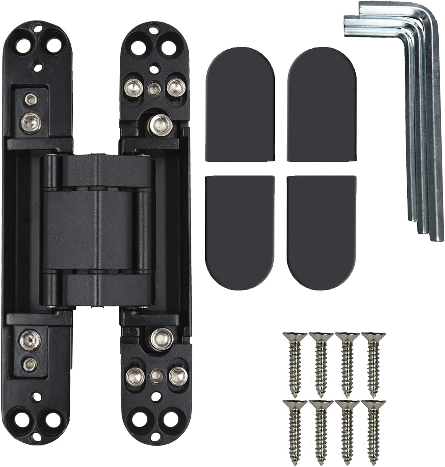 6inch Hidden Door Hinges Invisible Hinges Concealed Hinges Zinc Alloy 180 Degree Swing Hinge 3 Way Adjustable Butt Hinge 6 x 2.5 x 1 inch (Black Pack of 2) - Image 2