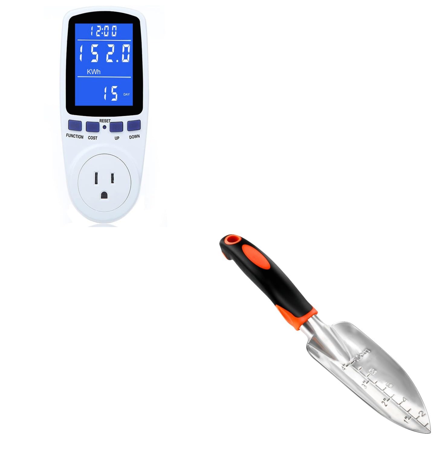 Upgraded Watt Power Meter Plug Home Electrical Usage Monitor Consumption+Garden Shovel Trowel Garden Tool with Measurement Mark - Image 1