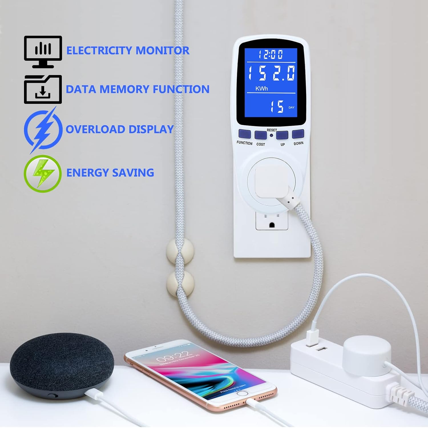 Upgraded Watt Meter Power Meter Plug Home Electricity Usage Monitor+ Garden Tools Set, 3 Pack Heavy Duty Gardening Tools Set Include Garden Shovel - Image 5