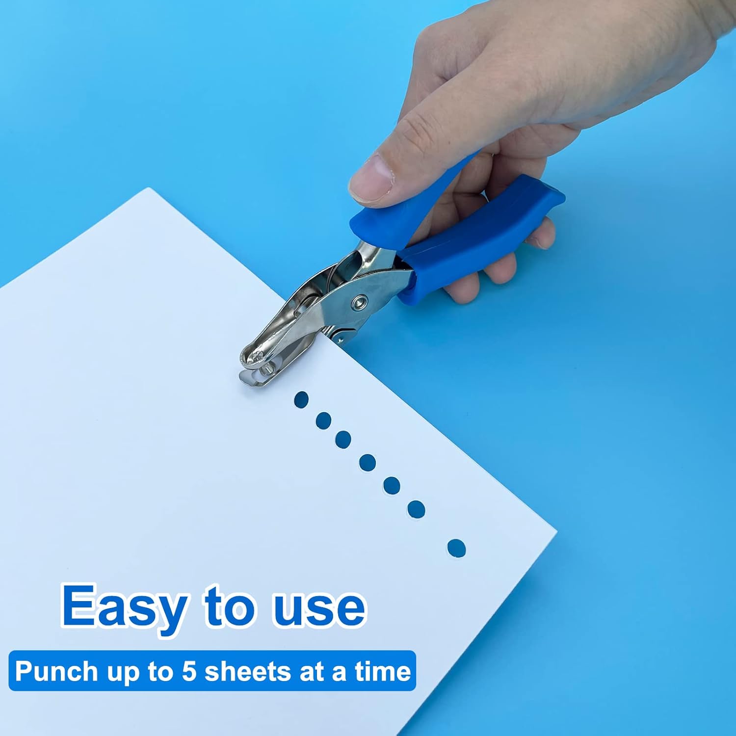 Single Hole Punch 1/4” Paper Hole Puncher for Crafts, One Hole Punch with Blue Soft Grip Handle+Aluminum Alloy Lawn and Garden Hand Tools for Planting - Image 4