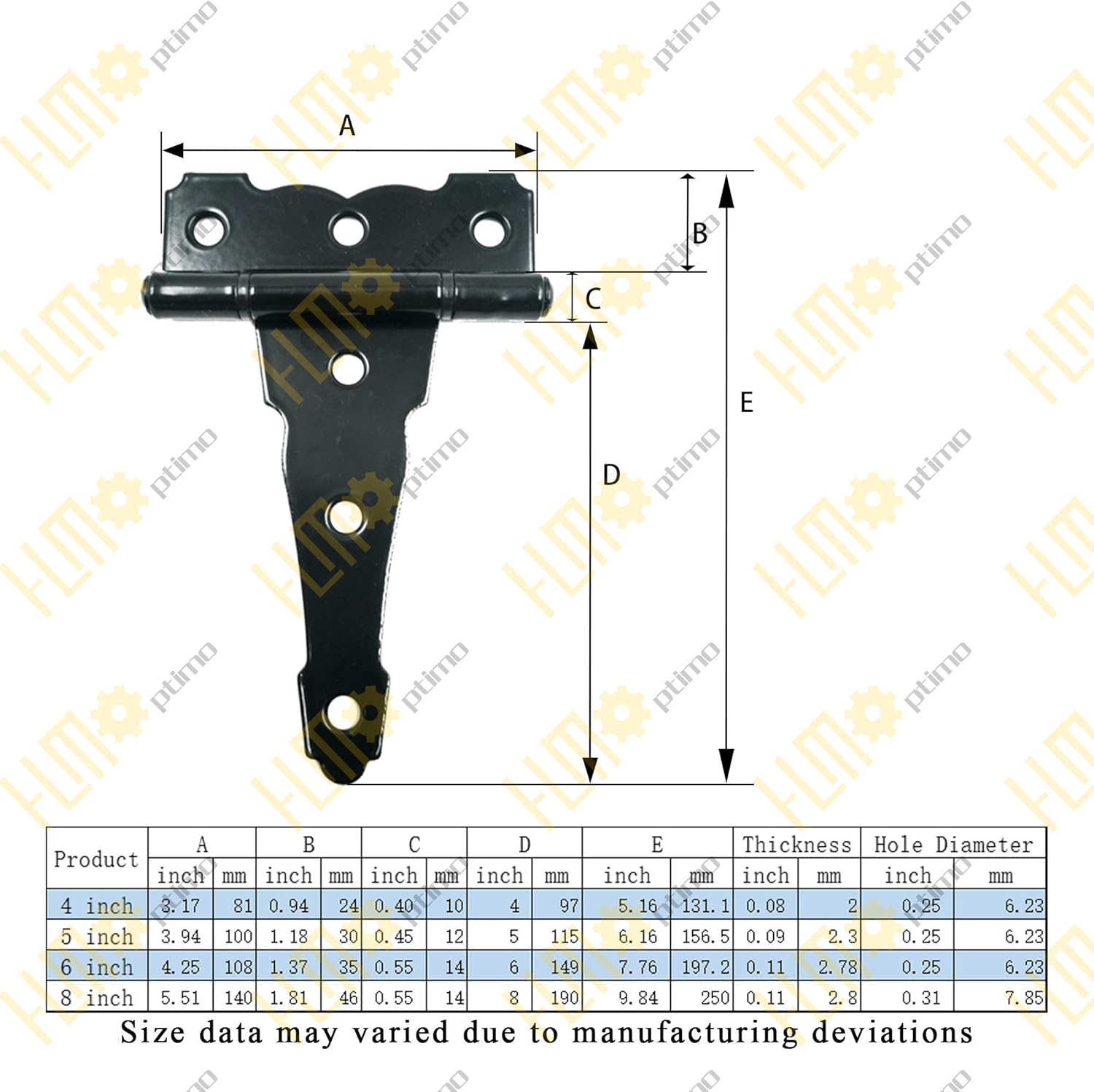 4 inch Strap Hinges - Heavy Duty, Rustproof, Classic Antique Shed Door Hinges (6, 4 inch) - Image 2