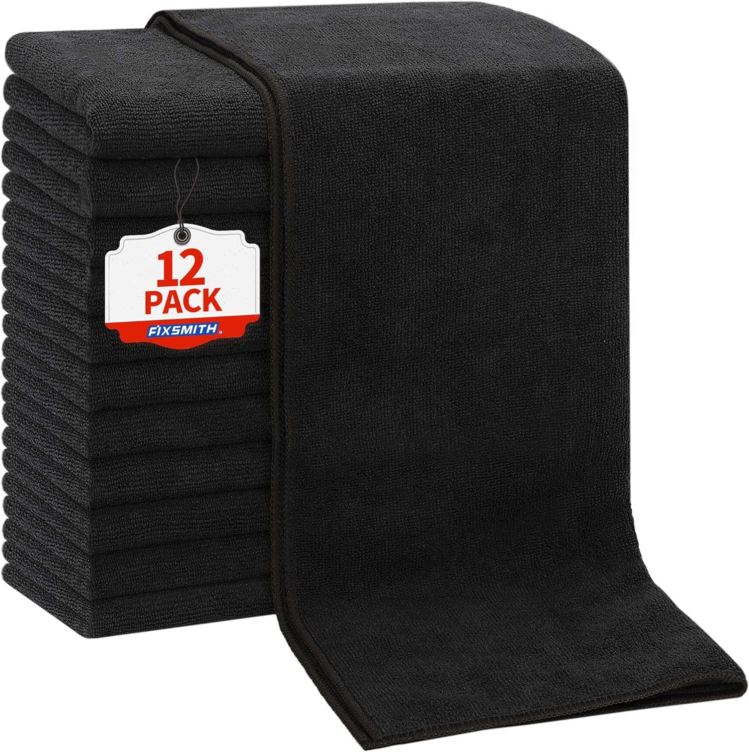 Salon Towels 12 Pack, Black Hand Towels for Bathroom, Quick Dry Gym Towels, Spa Face Towel, Absorbent Microfiber Towels for Salon, Barber, Gym, Bath, Pedicure and Home Hair Care,16 x 27 in - Image 1