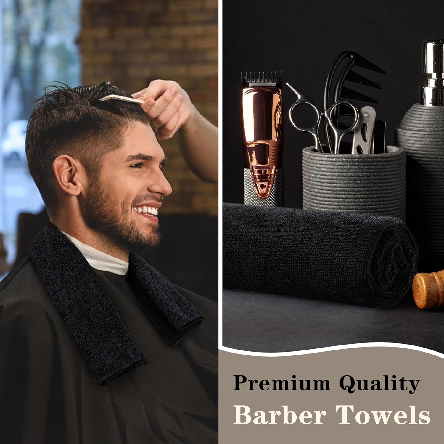 Salon Towels 12 Pack, Black Hand Towels for Bathroom, Quick Dry Gym Towels, Spa Face Towel, Absorbent Microfiber Towels for Salon, Barber, Gym, Bath, Pedicure and Home Hair Care,16 x 27 in - Image 3