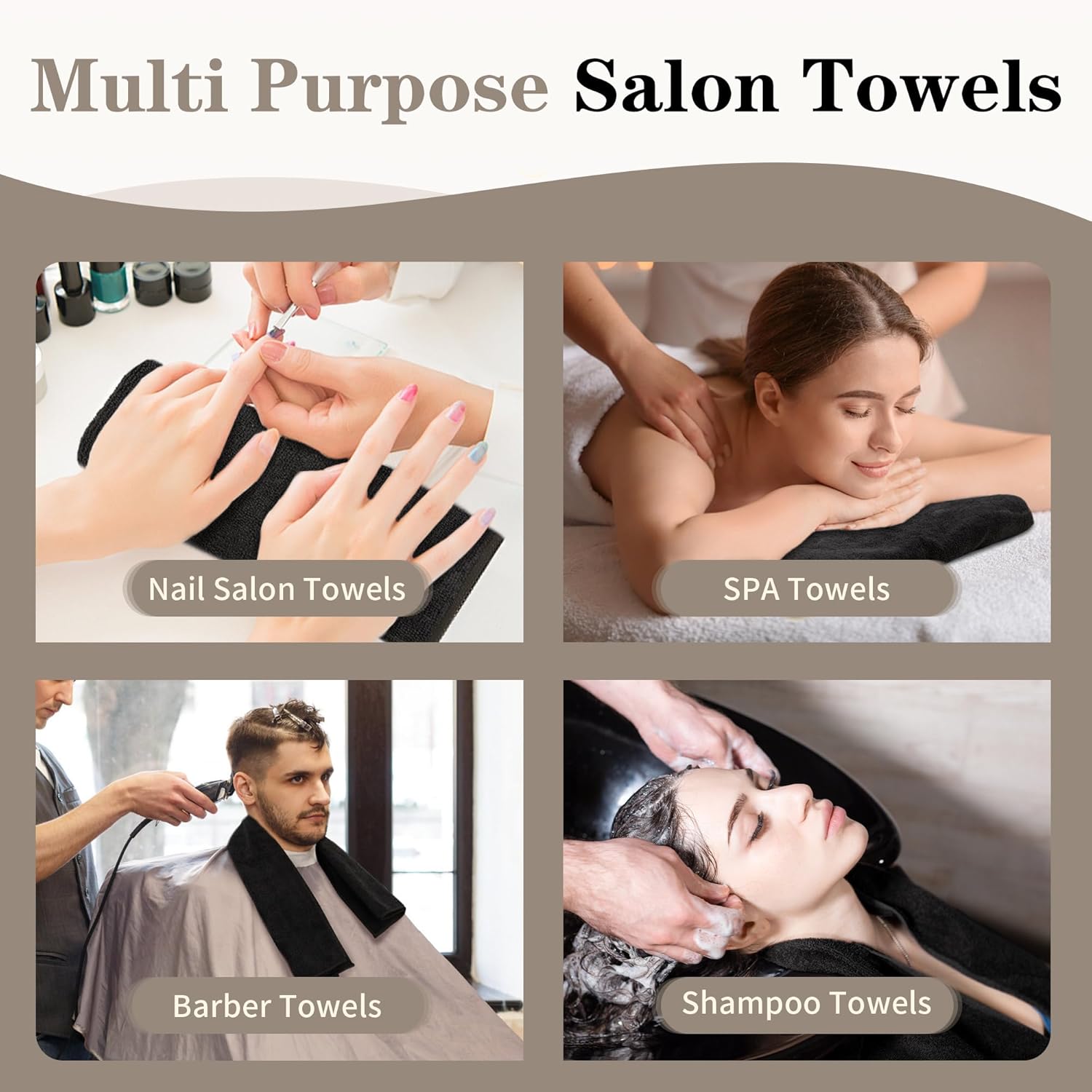 Salon Towels 12 Pack, Black Hand Towels for Bathroom, Quick Dry Gym Towels, Spa Face Towel, Absorbent Microfiber Towels for Salon, Barber, Gym, Bath, Pedicure and Home Hair Care,16 x 27 in - Image 6