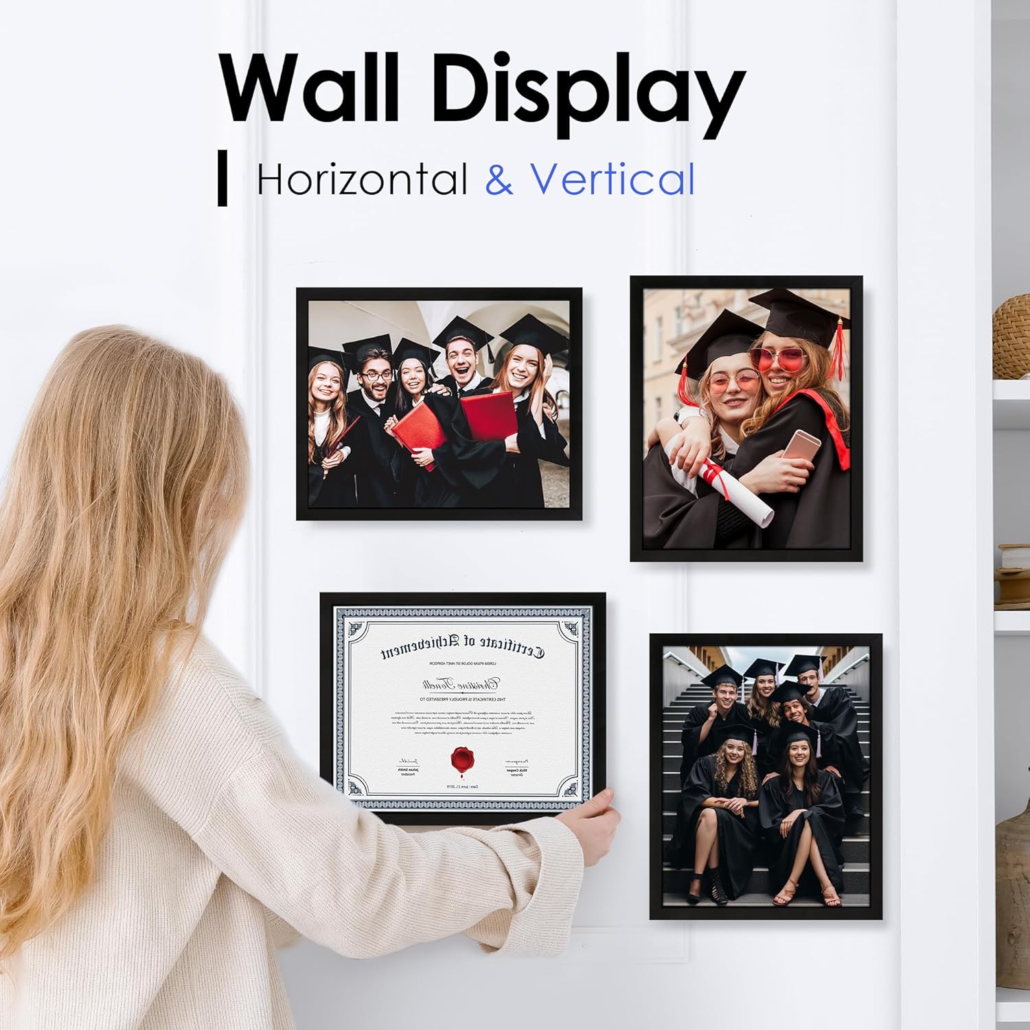 White 8x10 Picture Frame&8.5x11 Diploma Frame, Black Picture Frame With Clear Plexiglass, 2 Pack Certificate for Wall Display, Document Frame, High School Diploma - Image 7