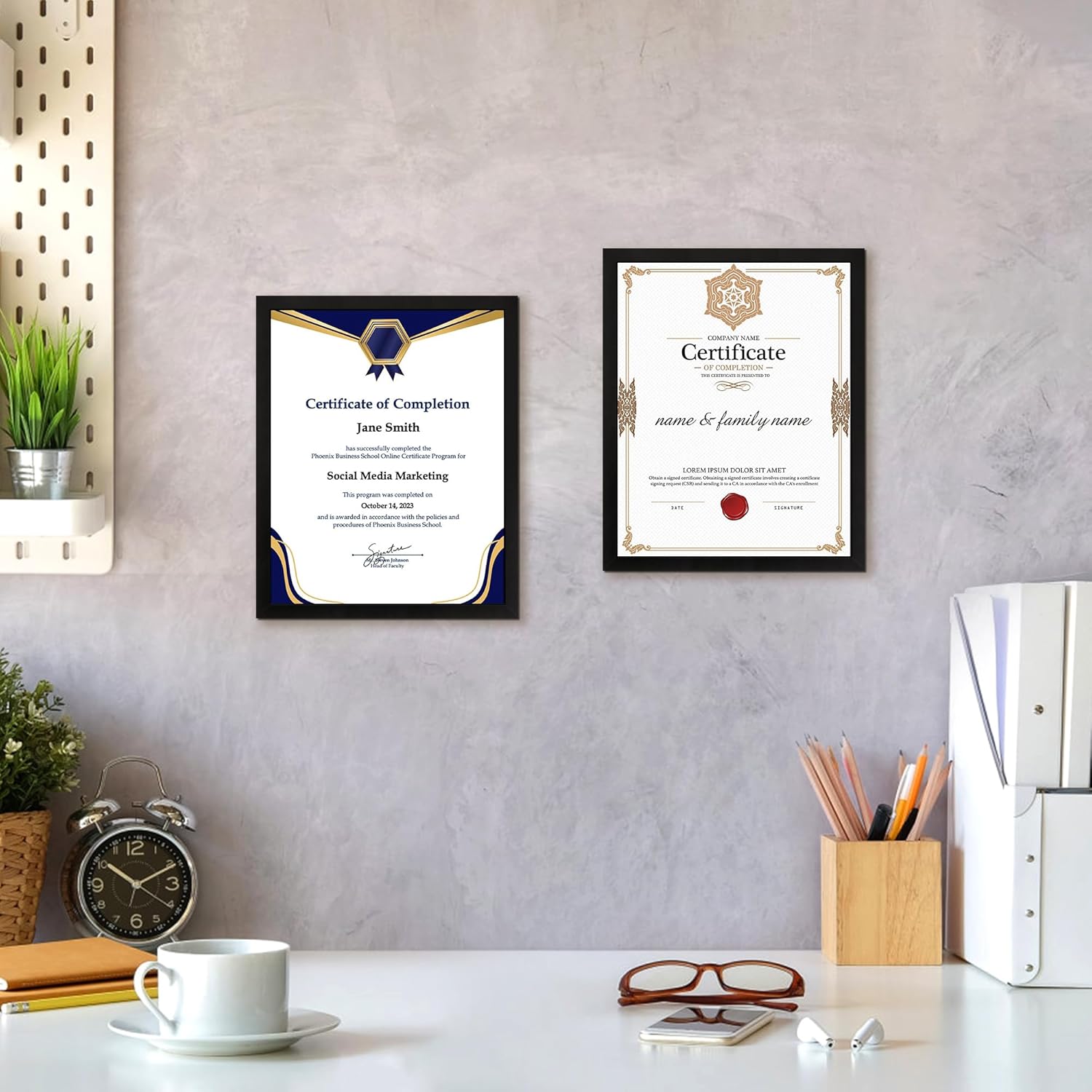 White 8x10 Picture Frame&8.5x11 Diploma Frame, Black Picture Frame With Clear Plexiglass, 2 Pack Certificate for Wall Display, Document Frame, High School Diploma - Image 8