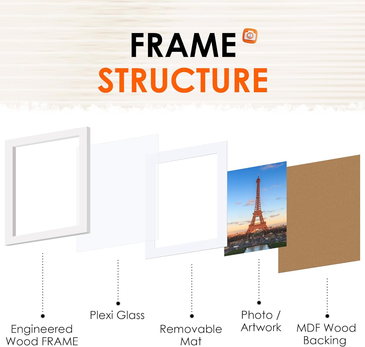 White 8x10 Picture Frame&4x6 Picture Frame Set of 4, 4x6 Photo Frames with HD Plexiglass for Wall Hanging or Tabletop Display, Black - Image 3