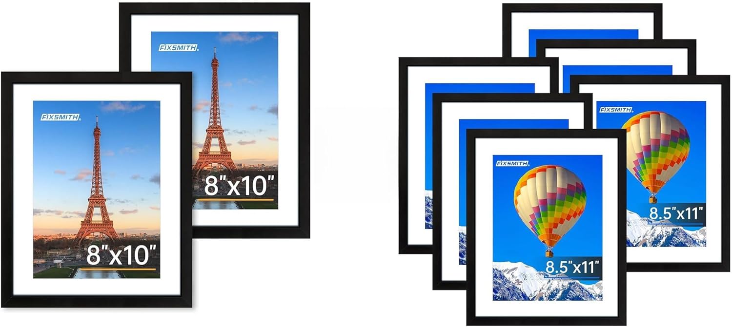 8x10 Picture Frame Set of 2 & 8.5x11 Picture Frame Bulk-6 Pack - Image 1