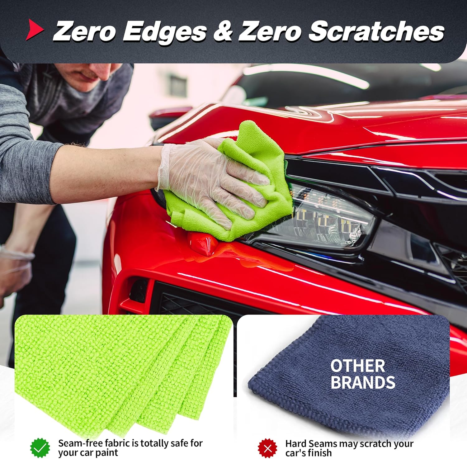 White Microfiber Cleaning Cloth -Pack of 12 Microfiber Cleaning Cloth Bulk, 100 Pack Shop Towels, Lint-Free Car Wash Towels - Image 7
