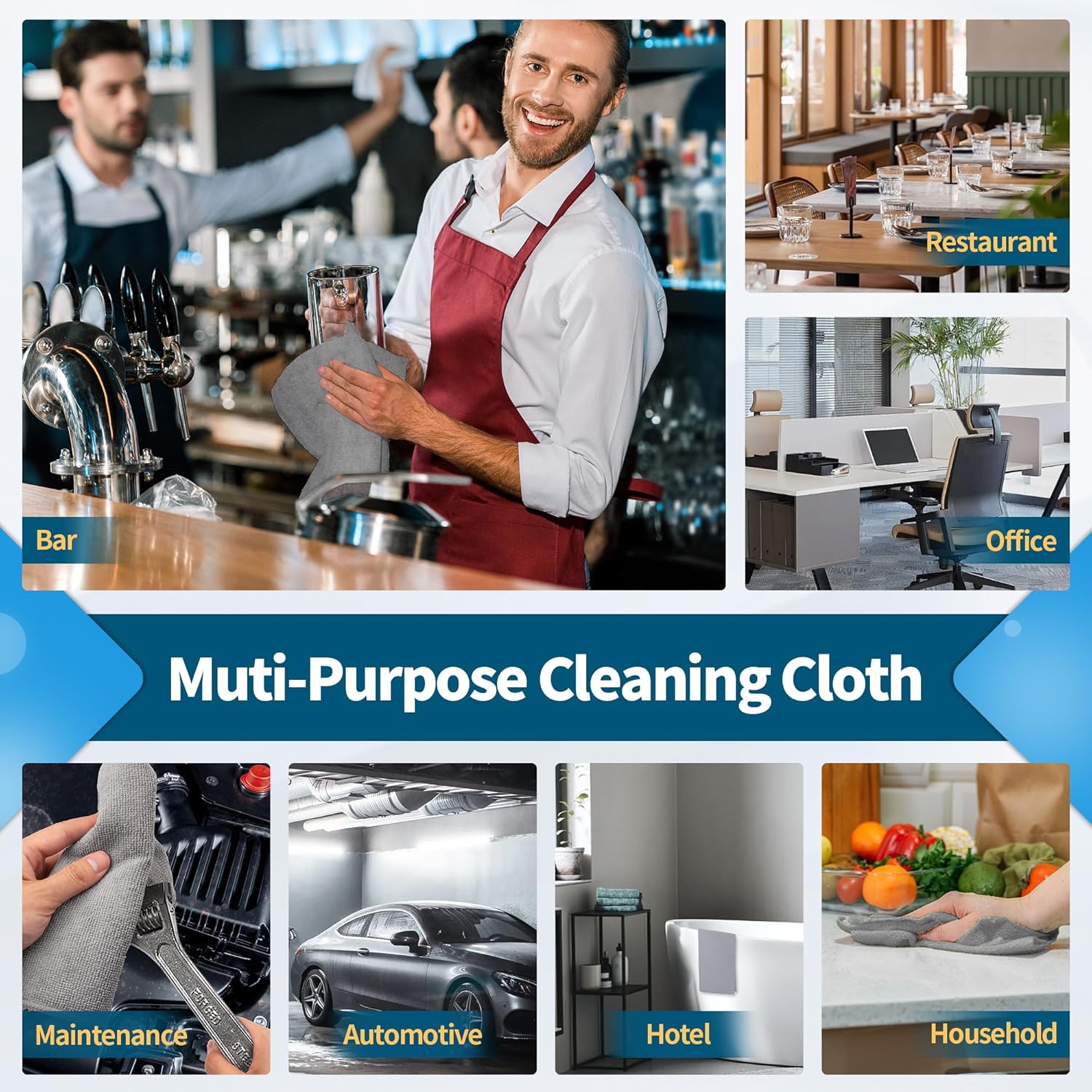 Grey Microfiber Cleaning Cloth -Pack of 12 Microfiber Cleaning Cloth Bulk, 100 Pack Shop Towels, Lint-Free Car Wash Towels - Image 4