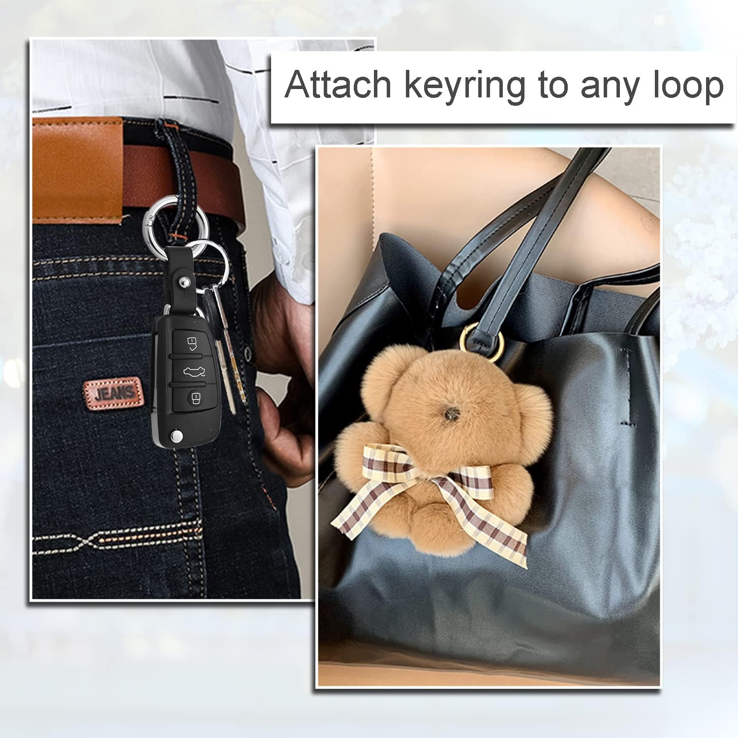 10Pack 1 Inch Metal Spring O Rings Clip Keychain, Round Carabiner Clips Keyrings Snap Hook Buckle, Purse Shoulder Bag Chain Rings Clip Replacement Paracord Keychain Lanyard Leather DIY Crafts (Black) - Image 4