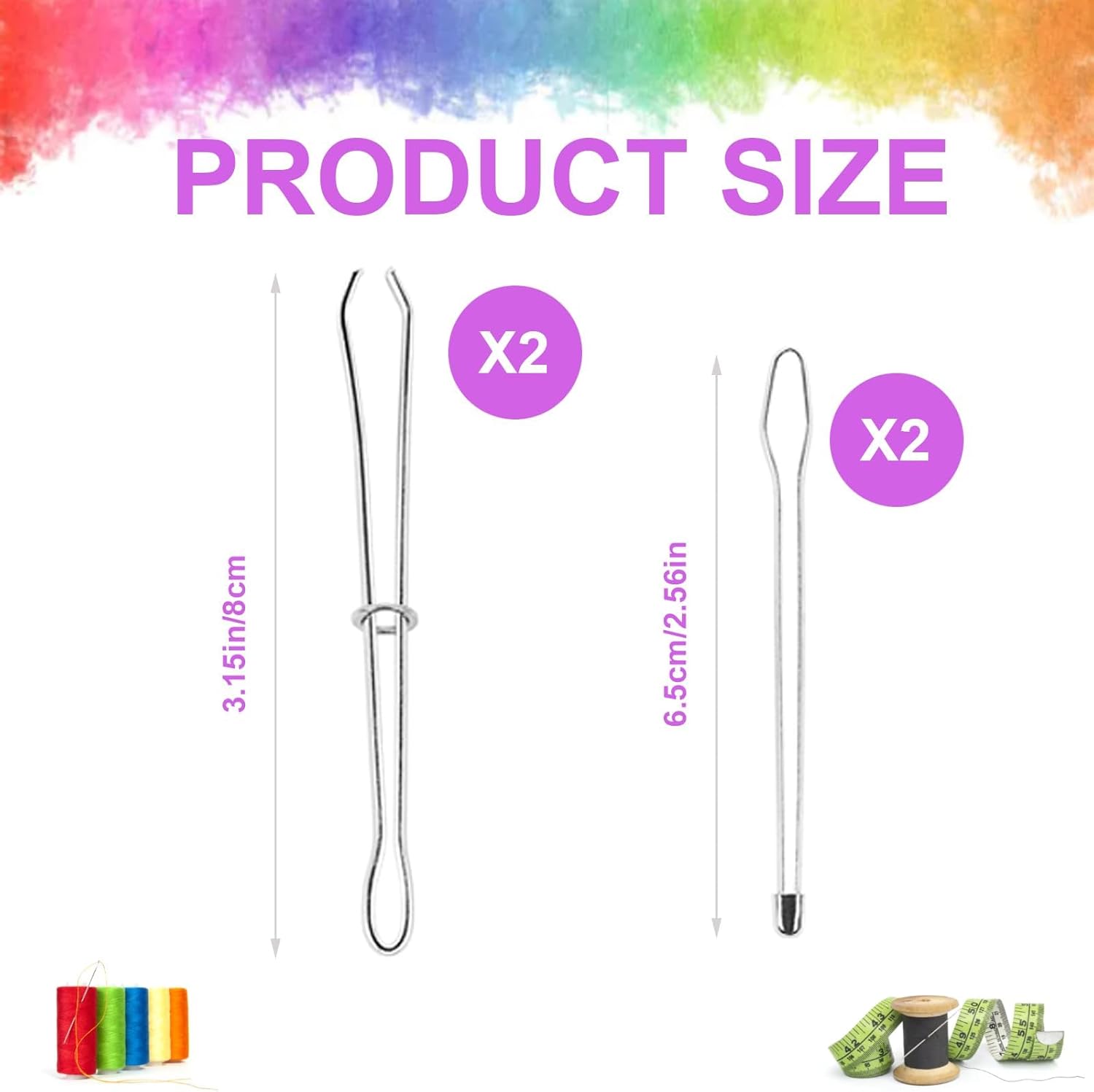4 Pcs Bodkin Drawstring Threaders,Metal Drawstring Threader Tweezers Easy Quick Insert Drawstring DIY Rope Threader Clip Bodkin Sewing Tool for Sweatpants,Hoodies,Swim Trunks - Image 2