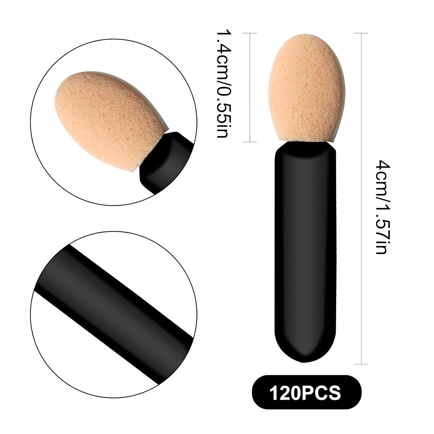 Eyeshadow Applicators Sponge Tip,120 Pcs Small Disposable Eye Shadow Applicators Sticks Double Sided 1.57Inch Portable Travel Mini Eye Makeup Brushes Short Eyeshadow Brushs for Makeup,Nail Art - Image 2