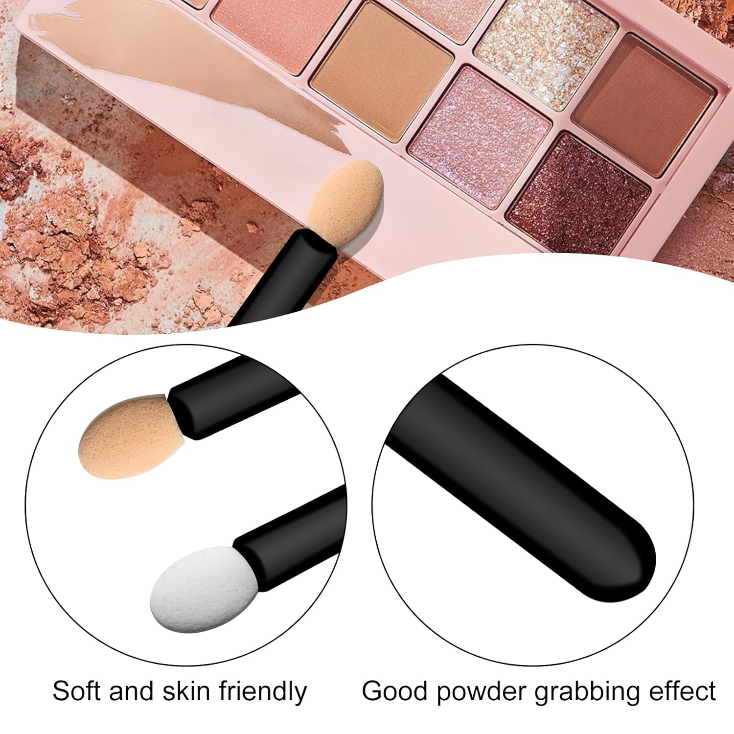 Eyeshadow Applicators Sponge Tip,120 Pcs Small Disposable Eye Shadow Applicators Sticks Double Sided 1.57Inch Portable Travel Mini Eye Makeup Brushes Short Eyeshadow Brushs for Makeup,Nail Art - Image 3