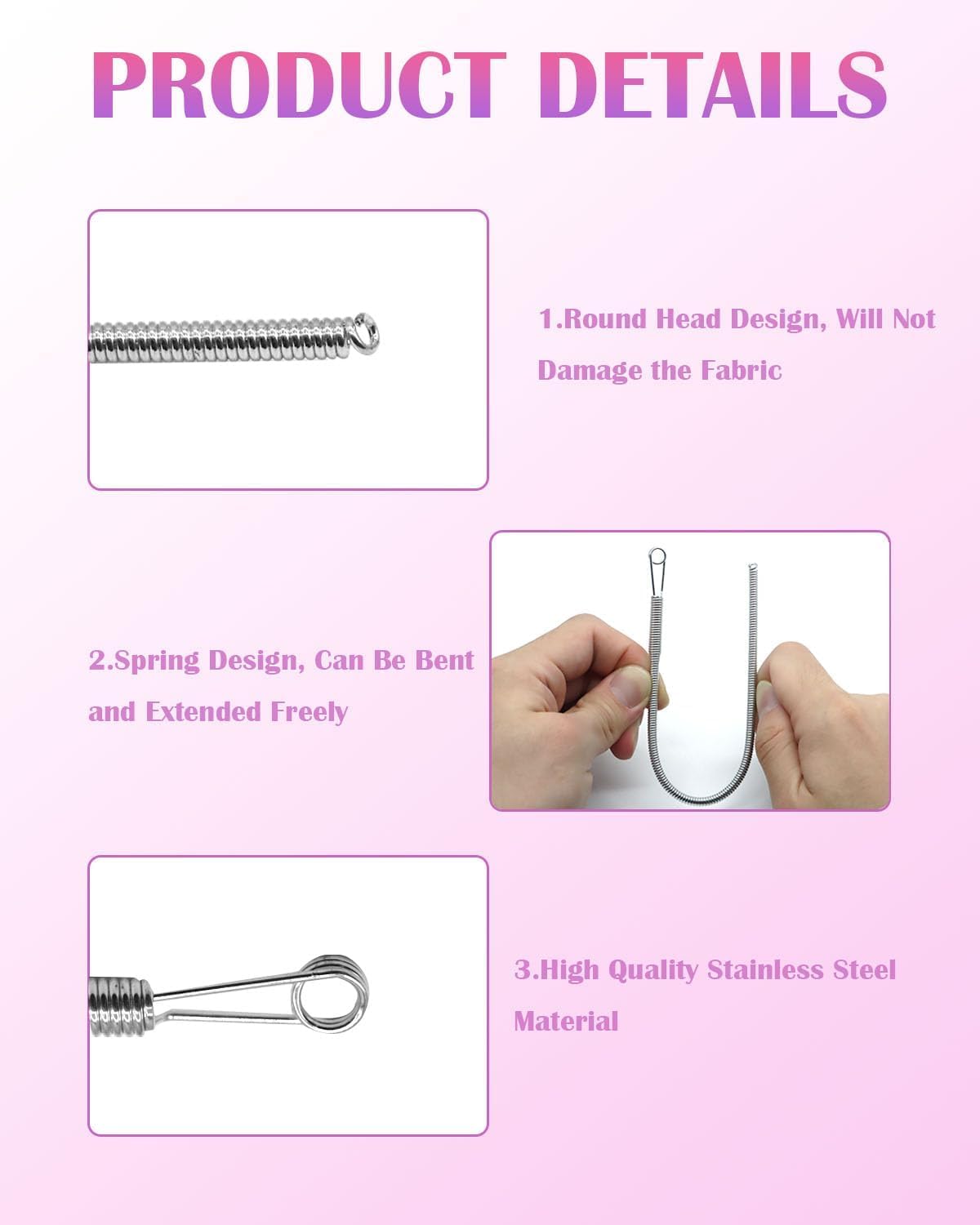 Spring Drawstring Threader,4Pcs Flexible and Elastic Drawstring Threader Tool DIY Rope Threader Clip Hoodie String Replacement Drawstring Puller for Sweatpants,Shorts,Jackets,Coat - Image 3