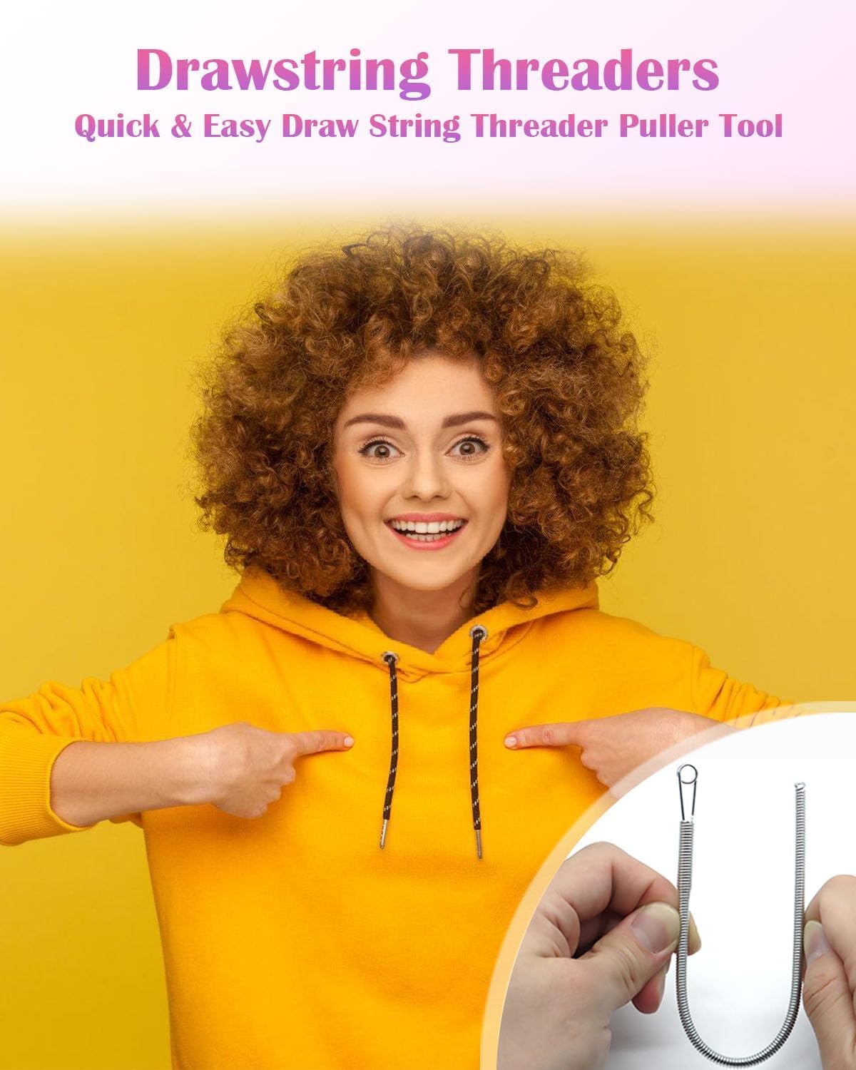 Spring Drawstring Threader,4Pcs Flexible and Elastic Drawstring Threader Tool DIY Rope Threader Clip Hoodie String Replacement Drawstring Puller for Sweatpants,Shorts,Jackets,Coat - Image 5