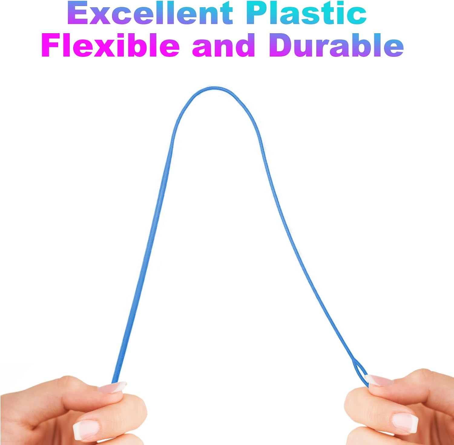 2 Pcs Plastic Flexible Drawstring Threader,58.2cm/23in Hoodie String Threader Drawstring Replacement Quick & Easy Drawstring Threader Tool for Sweatpants,Jackets,Swim Trunks,Shorts(Blue) - Image 3