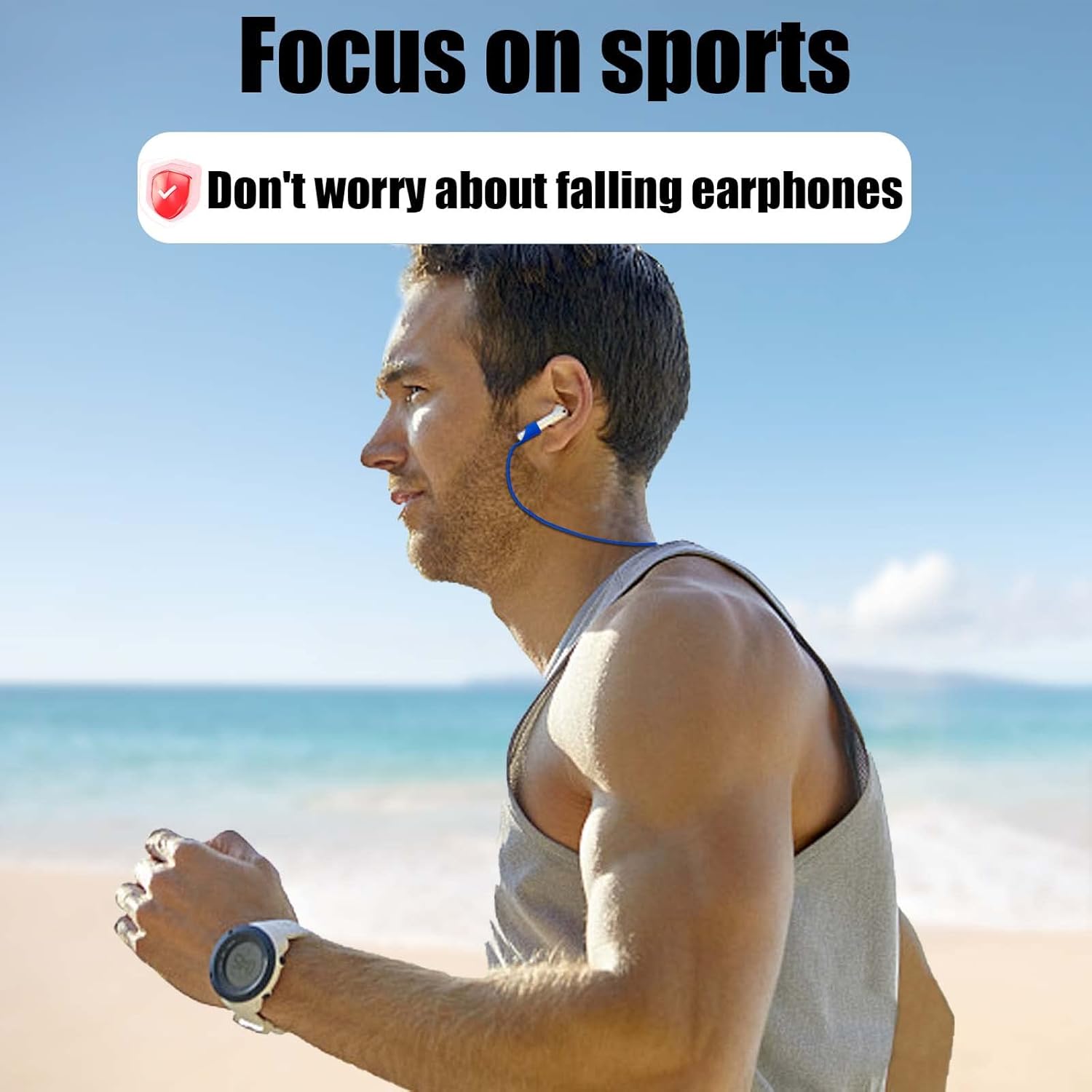 Airpod Strap,Magnetic Anti-Lost Air Pod Neck Strap Lanyard for AirPods 4/3/2/1,AirPod Pro 2/1 Soft Silicone Airpods Accessories Holder Strap for Running,Fitness,Dancing(White/Blue/Black) - Image 5