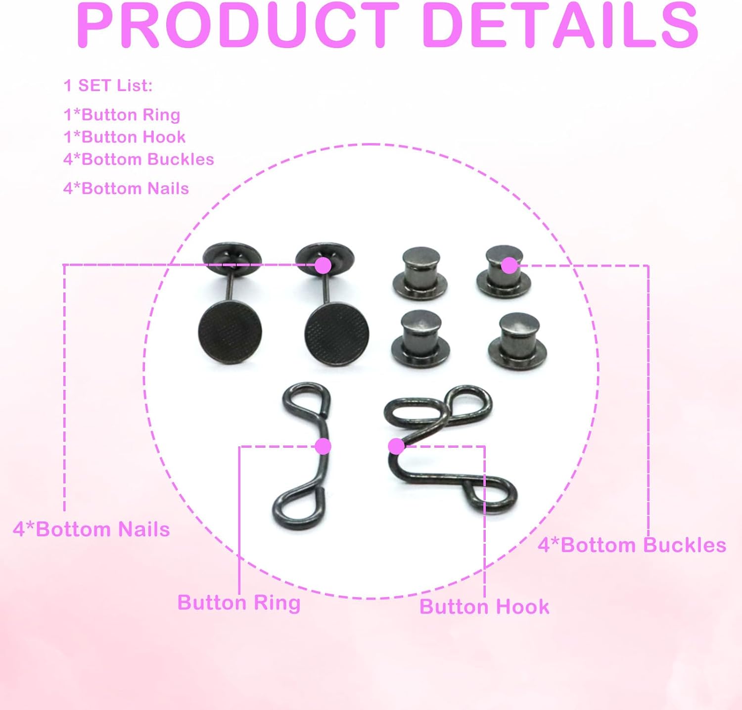 Adjustable Pant Waist Tightener,8 Set Jeans Pants Clips to Tighten Waist Buttons for Loose Jeans No Sewing Button Make Waistband Smaller Tightener for Women and Men(4 Colors) - Image 3
