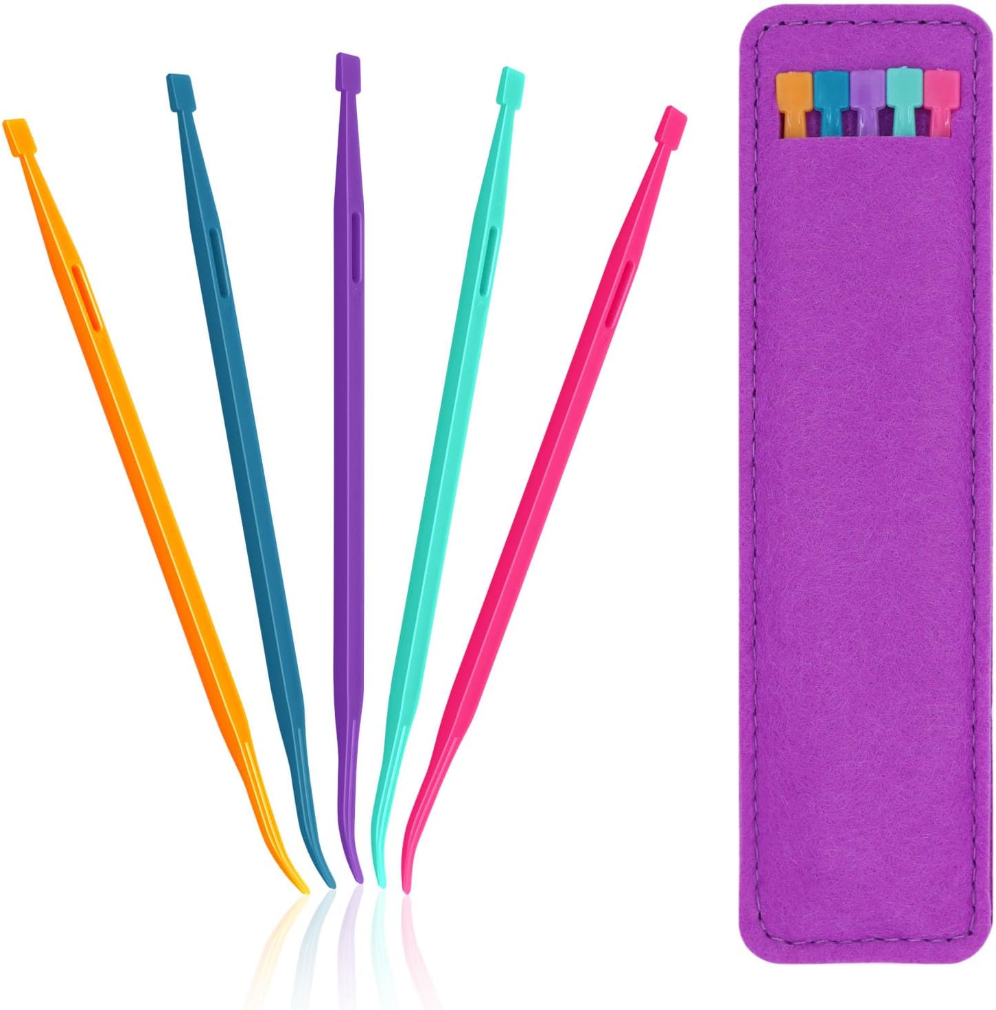 Drawstring Threader Tool,5Pcs Purple Thang Sewing Tool with Storage Bag Plastic Sewing Stiletto Tool Rope Threader Multifunctional Sewing Accessories for Craft Quilting Supplies - Image 1
