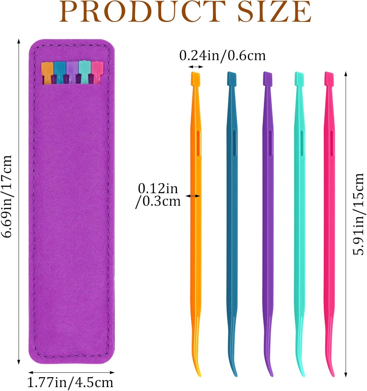 Drawstring Threader Tool,5Pcs Purple Thang Sewing Tool with Storage Bag Plastic Sewing Stiletto Tool Rope Threader Multifunctional Sewing Accessories for Craft Quilting Supplies - Image 2